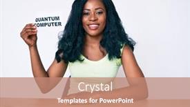  Presentation with quantum-computer - Presentation design enhanced with beautiful-african-woman-holding-quantum background and a coral colored foreground