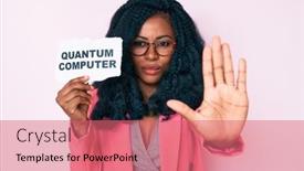 Presentation with quantum computer - Amazing presentation having beautiful-african-woman-holding-quantum backdrop and a coral colored foreground