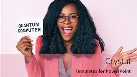  Presentation with quantum computer - Slide deck having beautiful-african-woman-holding-quantum background and a coral colored foreground