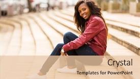  Presentation with outdoors - Presentation having beautiful african woman outdoors sitting background and a lemonade colored foreground