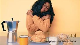  Presentation with self love - Audience pleasing PPT theme consisting of beautiful-african-woman-sitting backdrop and a coral colored foreground