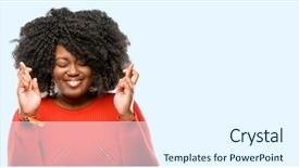  Presentation with good luck - Beautiful PPT layouts featuring beautiful african woman with crossed backdrop and a  colored foreground