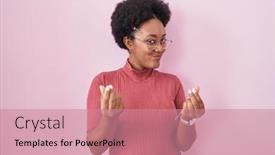  Presentation with business pink - Presentation theme consisting of beautiful-african-woman-with-curly background and a coral colored foreground