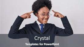  Presentation with great idea - Slide deck consisting of beautiful-african-woman-with-curly background and a tawny brown colored foreground