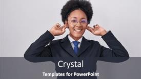  Presentation with ears - PPT theme enhanced with beautiful-african-woman-with-curly background and a tawny brown colored foreground