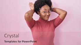  Presentation with bunny - Slides featuring beautiful-african-woman-with-curly background and a coral colored foreground