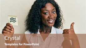  Presentation with aquarius - Slide set enhanced with beautiful-african-young-woman-holding background and a coral colored foreground