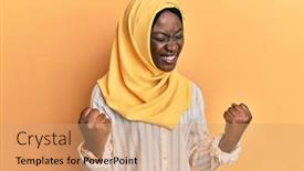  Presentation with islamic - Beautiful slide set featuring beautiful-african-young-woman-wearing backdrop and a coral colored foreground