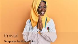  Presentation with young woman wearing boxer gloves - Amazing slide set having beautiful-african-young-woman-wearing backdrop and a coral colored foreground