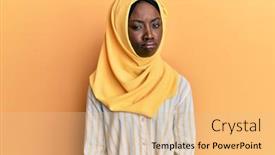  Presentation with sad woman - Cool new presentation theme with beautiful-african-young-woman-wearing backdrop and a coral colored foreground