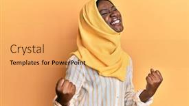  Presentation with hijab - PPT theme consisting of beautiful-african-young-woman-wearing background and a yellow colored foreground
