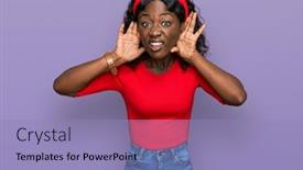  Presentation with deaf - Audience pleasing PPT theme consisting of beautiful-african-young-woman-wearing backdrop and a light blue colored foreground