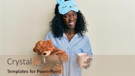 Presentation with pajama - Presentation with beautiful-african-young-woman-wearing background and a coral colored foreground