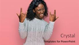  Presentation with rock music - Colorful theme enhanced with beautiful-african-young-woman-wearing backdrop and a coral colored foreground