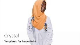  Presentation with doctor african - PPT theme having beautiful-african-young-woman-wearing background and a white colored foreground