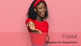  Presentation with hand palm - Cool new presentation design with beautiful-african-young-woman-wearing backdrop and a coral colored foreground