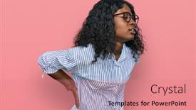  Presentation with backache - Slide set enhanced with beautiful-african-young-woman-wearing background and a coral colored foreground