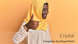  Presentation with young woman wearing boxer gloves - Cool new slide set with beautiful-african-young-woman-wearing backdrop and a coral colored foreground