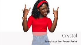  Presentation with rock star - Beautiful presentation design featuring beautiful-african-young-woman-wearing backdrop and a white colored foreground
