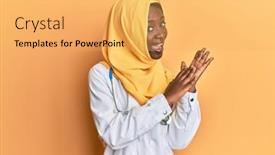  Presentation with hijab - PPT theme having beautiful-african-young-woman-wearing background and a yellow colored foreground