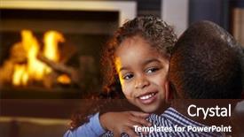  Presentation with father - Beautiful presentation theme featuring beautiful afro little girl hugging backdrop and a  colored foreground