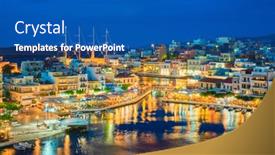  Presentation with crete island - Slide set having beautiful-agios-nikolaos-town background and a ocean colored foreground
