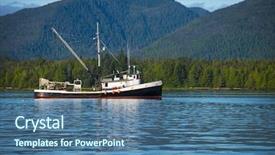  Presentation with fishing boat - Presentation having beautiful alaskan fishing boat background and a ocean colored foreground