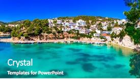  Presentation with fishing - PPT layouts enhanced with beautiful alonissos island - picturesque fishing background and a teal colored foreground