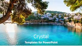  Presentation with beautiful 3d - Amazing PPT theme having beautiful-alonissos-island-picturesque-fishing backdrop and a teal colored foreground