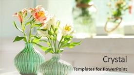  Presentation with flowers - PPT theme enhanced with beautiful alstroemeria flowers in aquamarine background and a soft green colored foreground