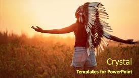  Presentation with american indian - PPT theme enhanced with beautiful-american-indian-girl background and a tawny brown colored foreground