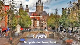  Presentation with canals - Theme with beautiful amsterdam canals background and a coral colored foreground