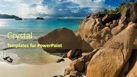  Presentation with granite - Audience pleasing PPT theme consisting of beautiful-and-a-famous-beach backdrop and a tawny brown colored foreground