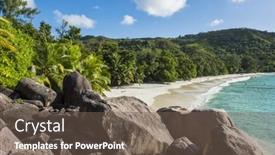  Presentation with beach - Theme consisting of beautiful-and-a-famous-beach background and a violet colored foreground