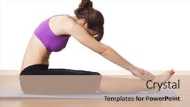  Presentation with exercises - Audience pleasing presentation theme consisting of young woman doing fitness exercise backdrop and a soft green colored foreground