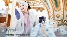  Presentation with rides - Presentation consisting of beautiful-and-cheerful-brunette-woman background and a light blue colored foreground