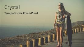  Presentation with fashion - Presentation design having beautiful-and-fashion-young-woman background and a mint green colored foreground