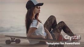  Presentation with fashion - Slide deck having beautiful-and-fashion-young-woman background and a dark gray colored foreground