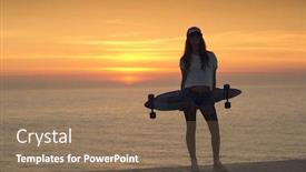  Presentation with fashion - Presentation theme consisting of beautiful-and-fashion-young-woman background and a violet colored foreground