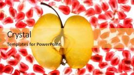  Presentation with grains - Slide deck consisting of beautiful and fresh pomegranate grains and apple background and a yellow colored foreground