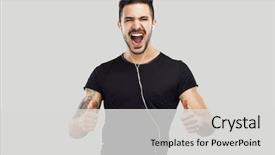  Presentation with latin music - Beautiful presentation theme featuring beautiful and happy latin man backdrop and a light gray colored foreground
