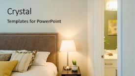  Presentation with bedroom modern - Cool new PPT theme with beautiful and modern home backdrop and a soft green colored foreground