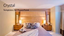  Presentation with home design - Audience pleasing theme consisting of beautiful and modern home and hotel bedroom interior design backdrop and a coral colored foreground