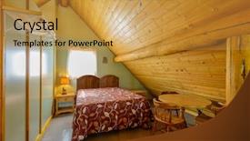  Presentation with log cabin - PPT layouts having beautiful and modern home and log cabin bedroom interior design background and a yellow colored foreground