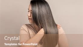  Presentation with long hair - Cool new PPT theme with beautiful-and-pretty-plus-size backdrop and a coral colored foreground