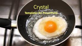  Presentation with frying - Presentation theme with beautiful and tasty fried egg in a frying pan background and a tawny brown colored foreground