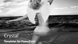  Presentation with angel - Beautiful presentation featuring beautiful angel in water at sunset backdrop and a dark gray colored foreground
