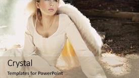  Presentation with angel - Amazing PPT layouts having beautiful angel woman backdrop and a coral colored foreground