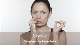  Presentation with anguish - Slide deck featuring beautiful anguish expressing woman portrait on isolated background background and a coral colored foreground