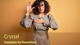  Presentation with woman business - Presentation enhanced with beautiful-arab-business-woman-wearing background and a tawny brown colored foreground